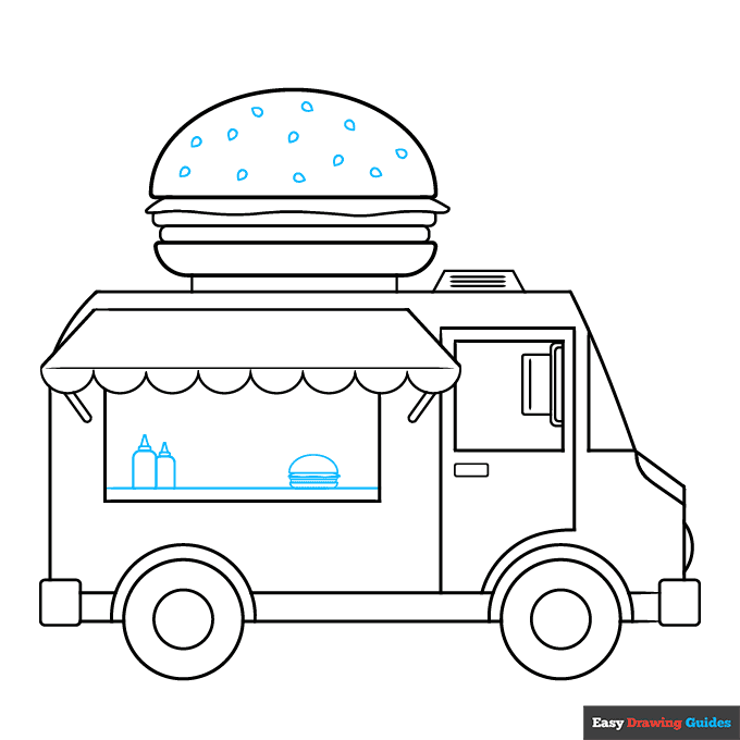 Food Truck step-by-step drawing tutorial: step 6