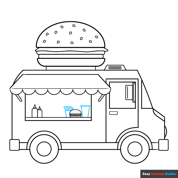 Food Truck step-by-step drawing tutorial: step 7