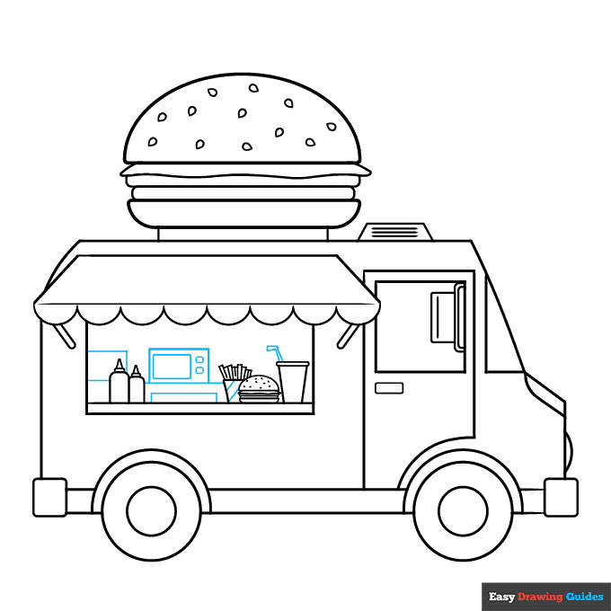 Food Truck step-by-step drawing tutorial: step 8