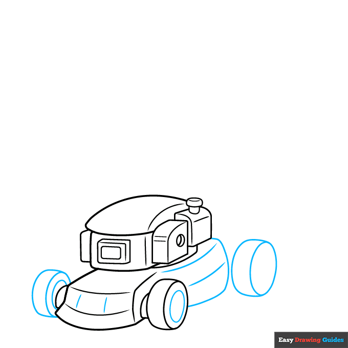 Lawn Mower step-by-step drawing tutorial: step 5