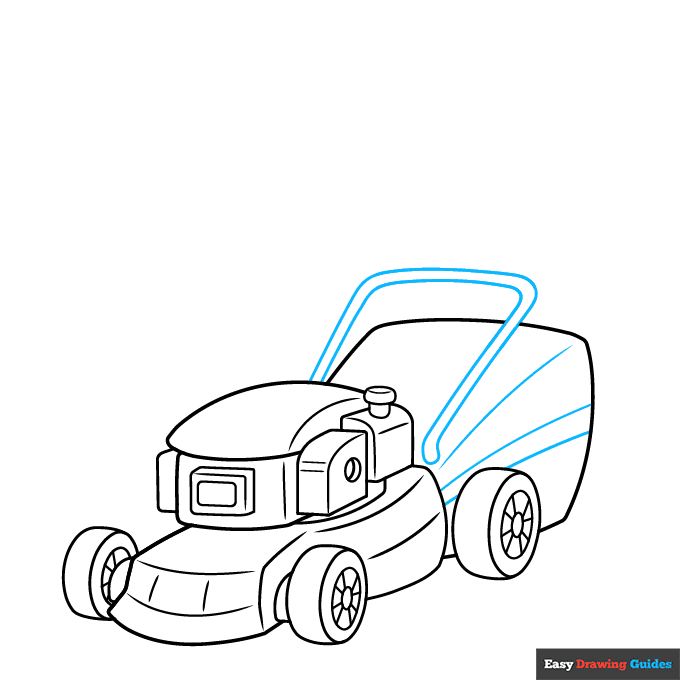 Lawn Mower step-by-step drawing tutorial: step 7