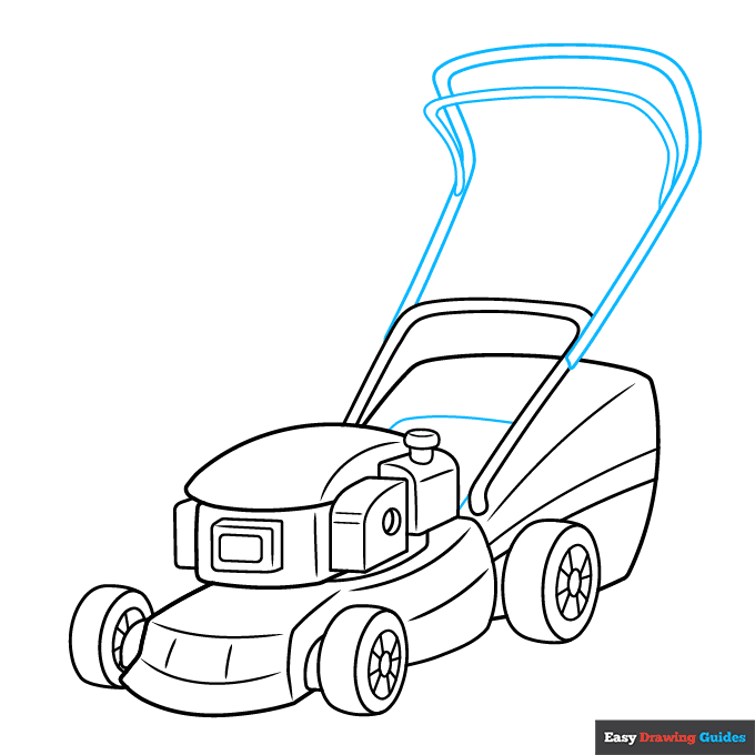 Lawn Mower step-by-step drawing tutorial: step 8