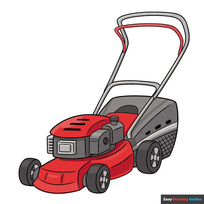 Lawn Mower step-by-step drawing tutorial: step 10