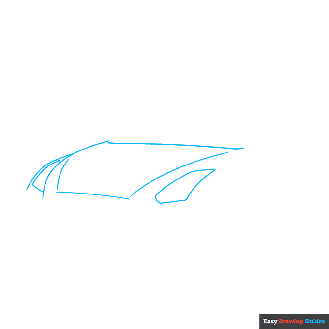 Nissan GT-R step-by-step drawing tutorial: step 1