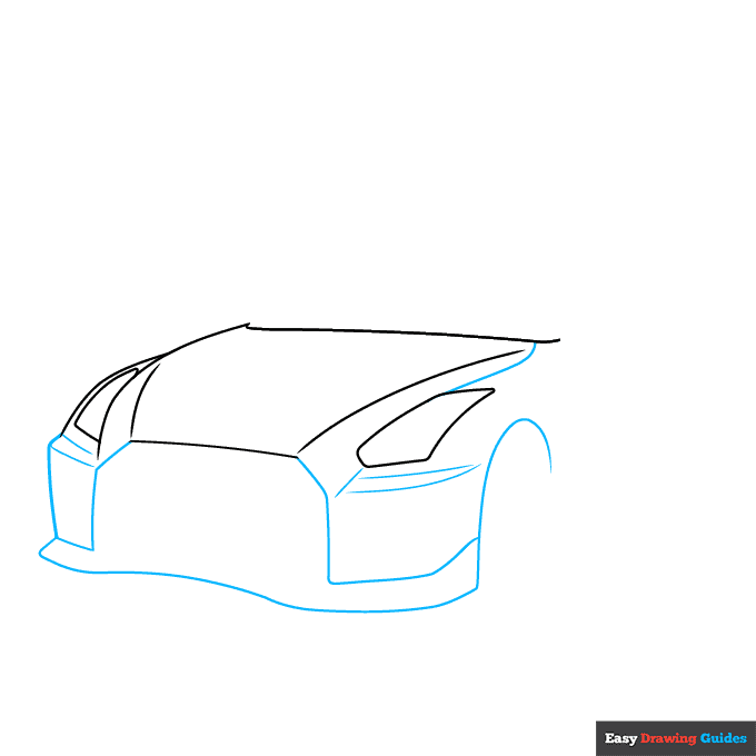 Nissan GT-R step-by-step drawing tutorial: step 2