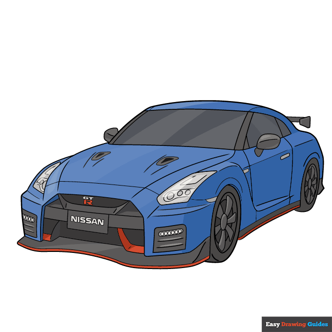 Nissan GT-R step-by-step drawing tutorial: step 10