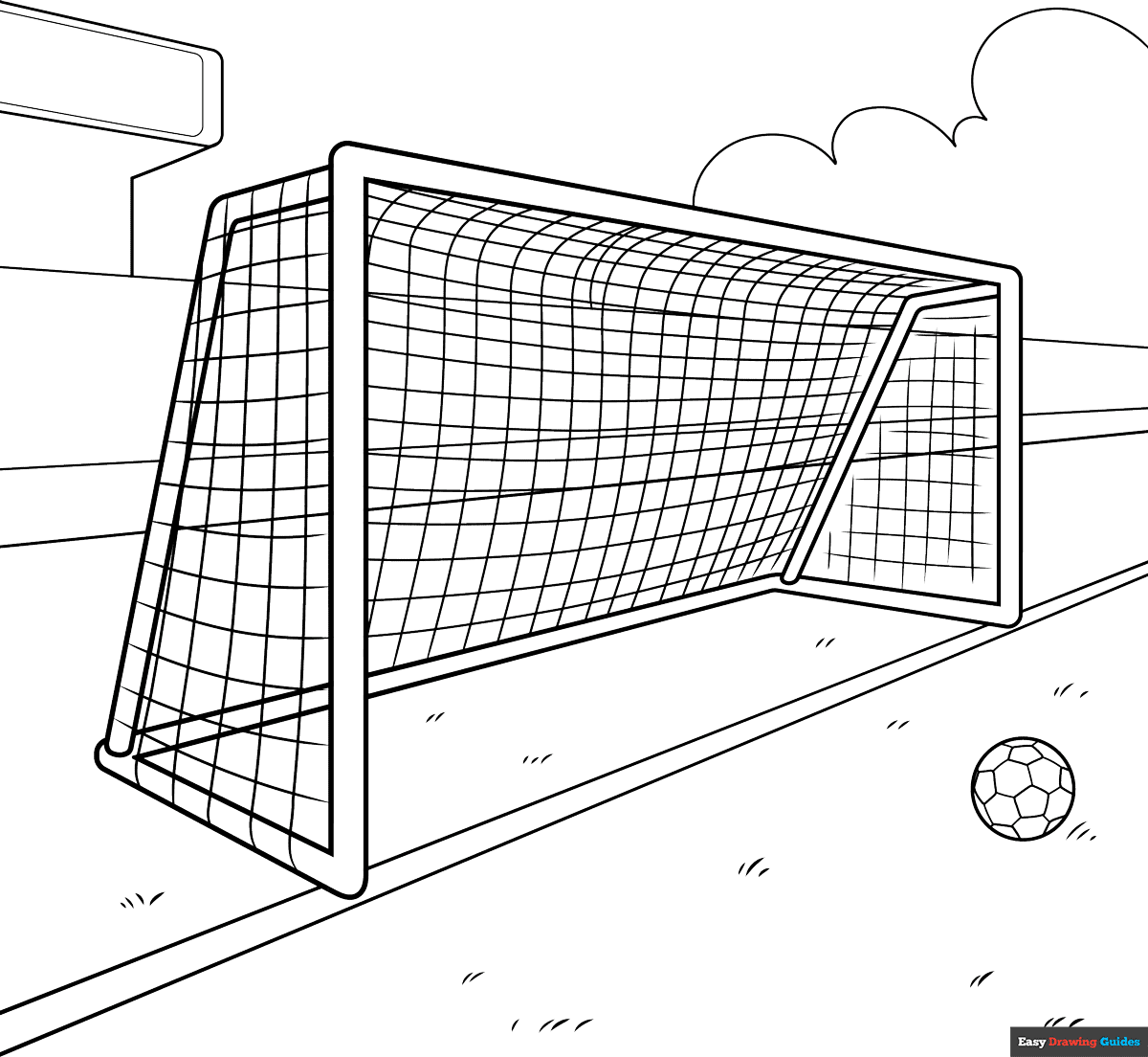 Free printable soccer goal coloring page
