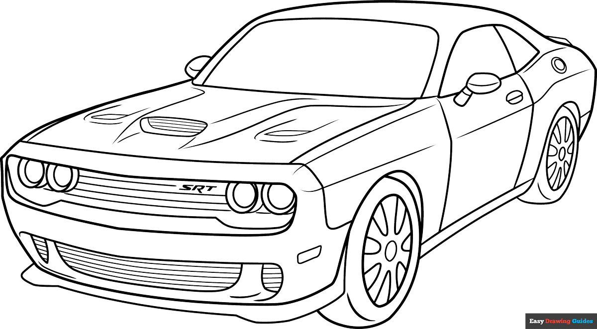 Free printable dodge challenger coloring page