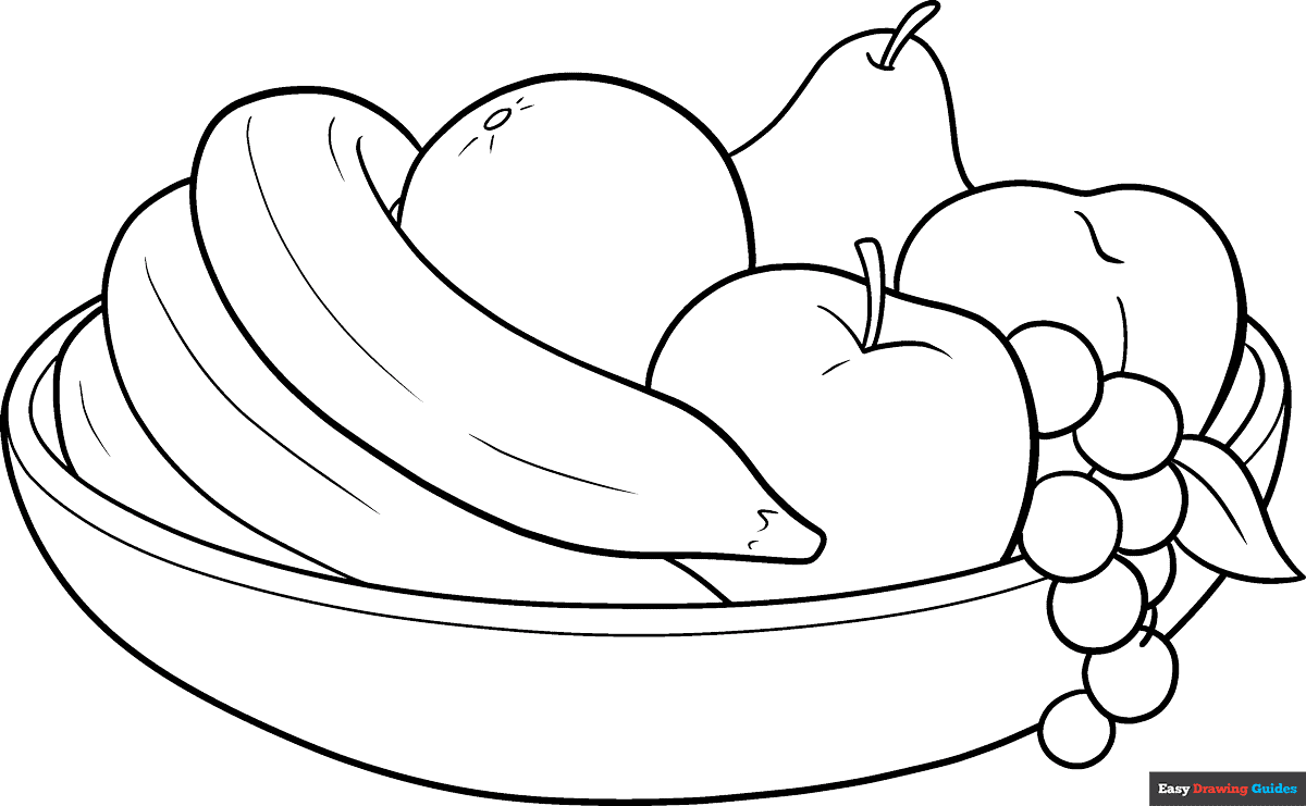 Free printable fruit bowl coloring page