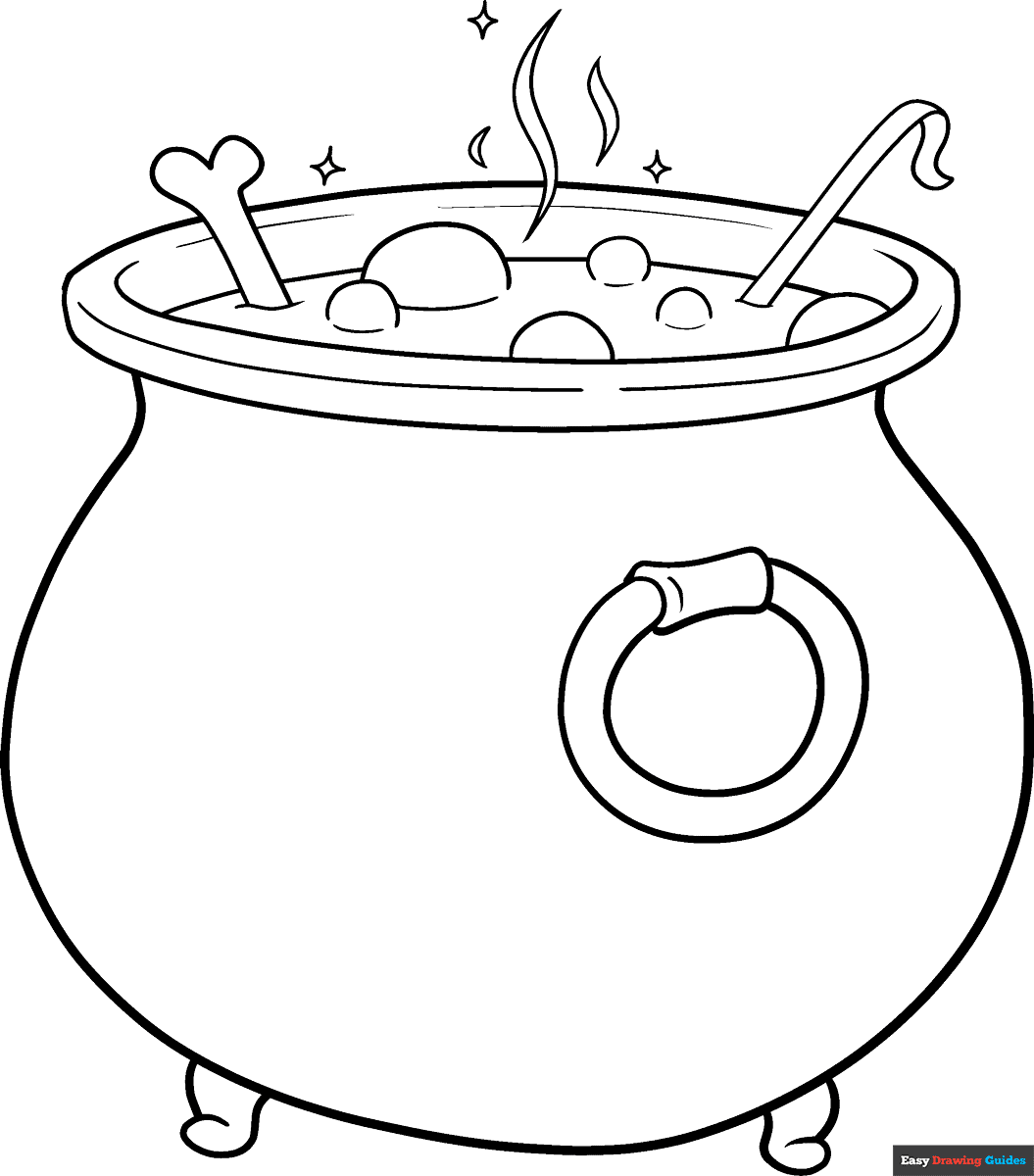 Free printable cauldron coloring page