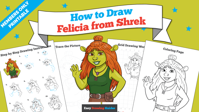 How to Draw Felicia from Shrek Printable Thumbnail