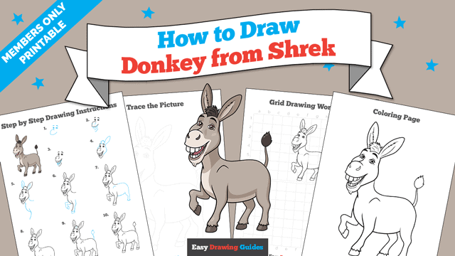 How to Draw Donkey from Shrek Printable Thumbnail