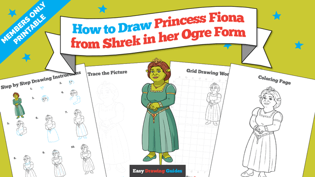 How to Draw Princess Fiona from Shrek in her Ogre Form Printable Thumbnail