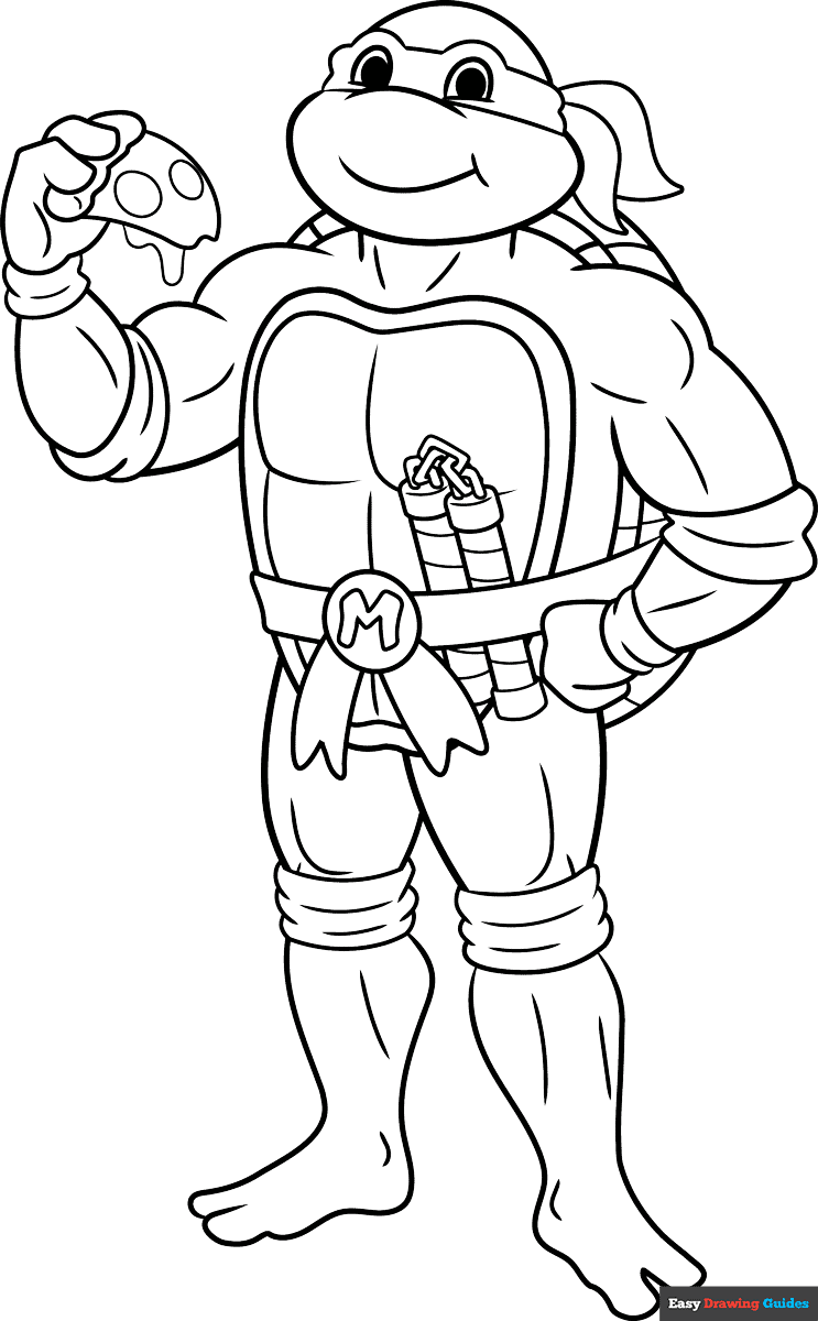 Free printable Michaelangelo Ninja Turtle coloring page