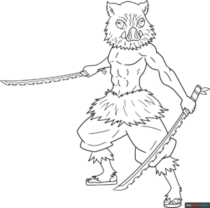 Free printable Inosuke Hashibira from Demon slayer coloring page