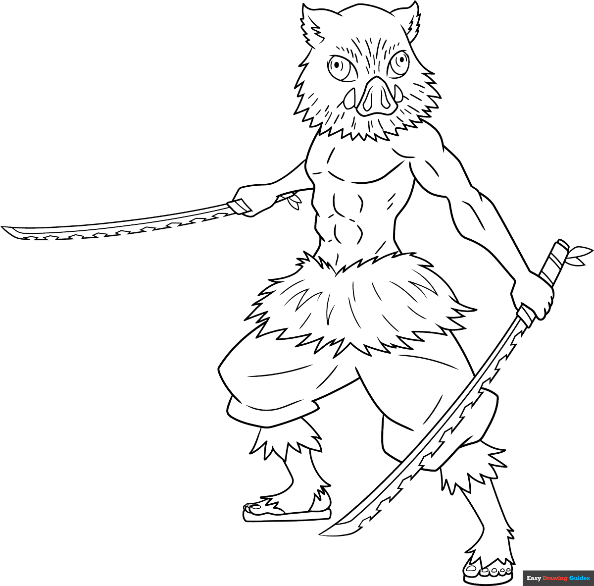 Free printable Inosuke Hashibira from Demon slayer coloring page