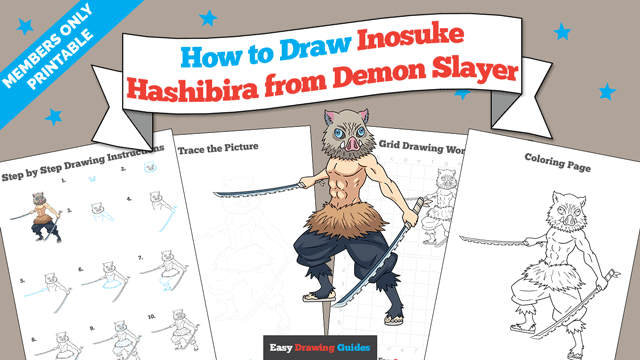 How to Draw Inosuke Hashibira from Demon Slayer Printable Thumbnail