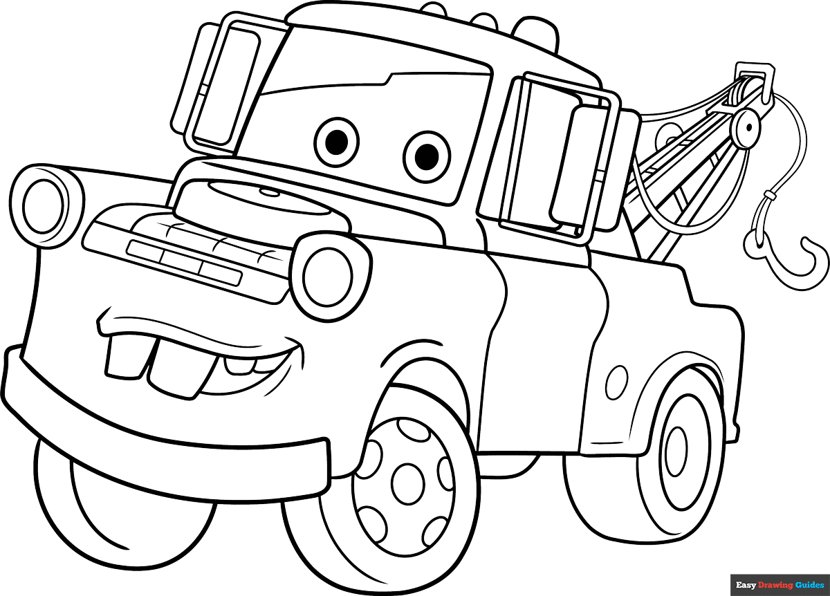 Free printable Tow Mater from Pixar Cars coloring page
