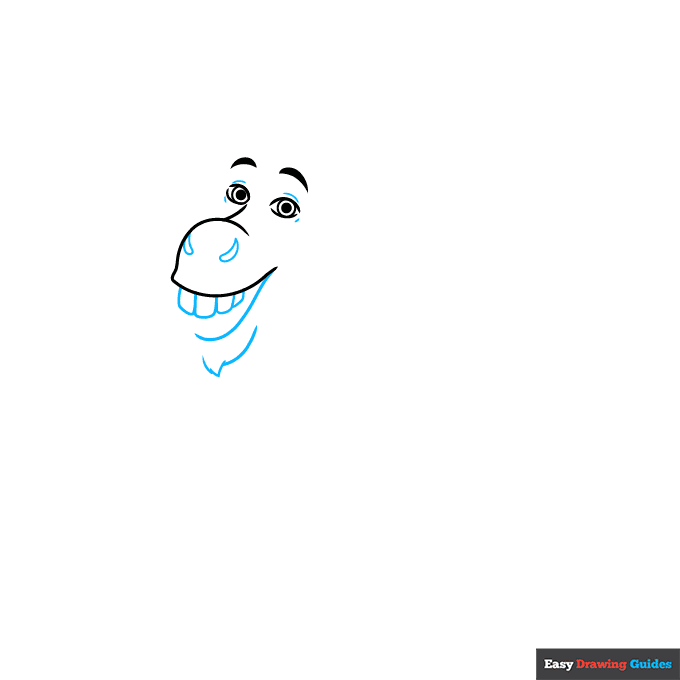Donkey from Shrek step-by-step drawing tutorial: step 2