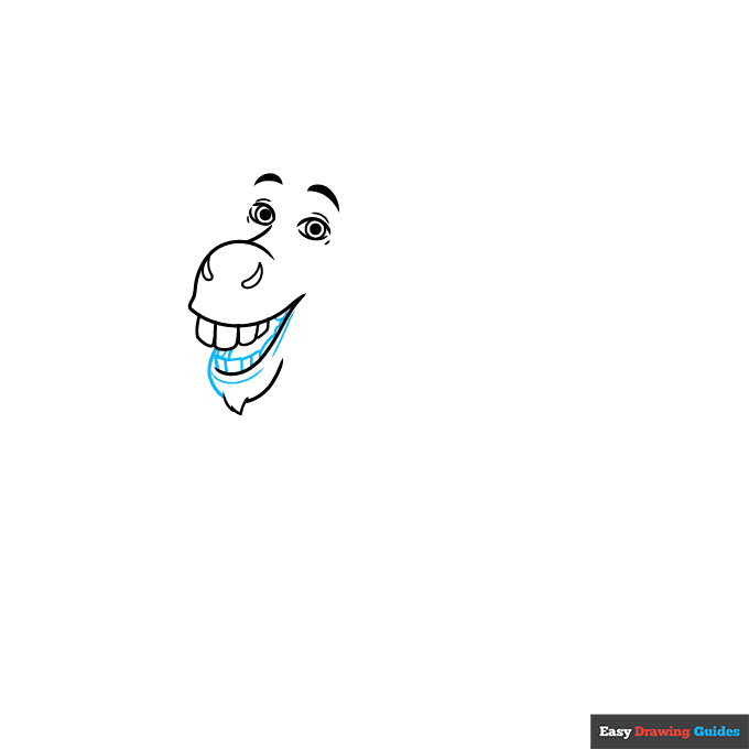Donkey from Shrek step-by-step drawing tutorial: step 3