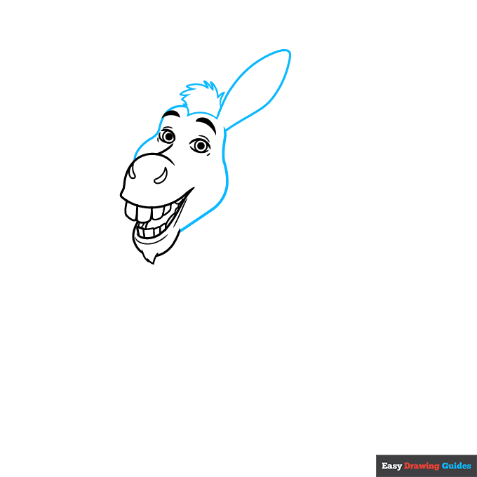 Donkey from Shrek step-by-step drawing tutorial: step 4