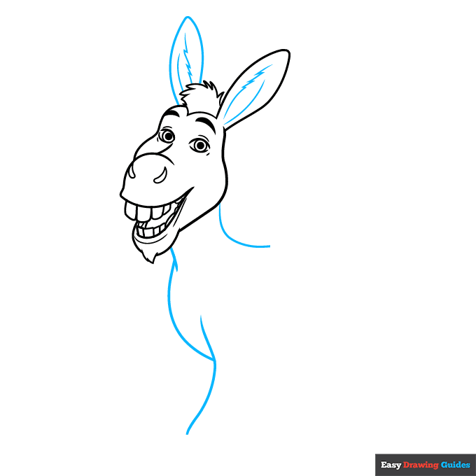 Donkey from Shrek step-by-step drawing tutorial: step 5