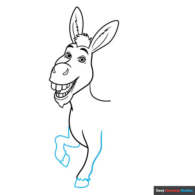 Donkey from Shrek step-by-step drawing tutorial: step 6