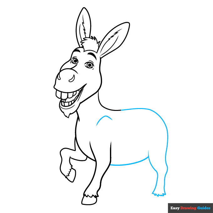 Donkey from Shrek step-by-step drawing tutorial: step 7