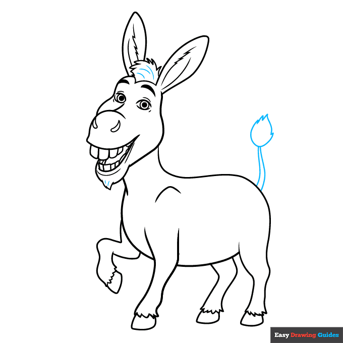 Donkey from Shrek step-by-step drawing tutorial: step 9