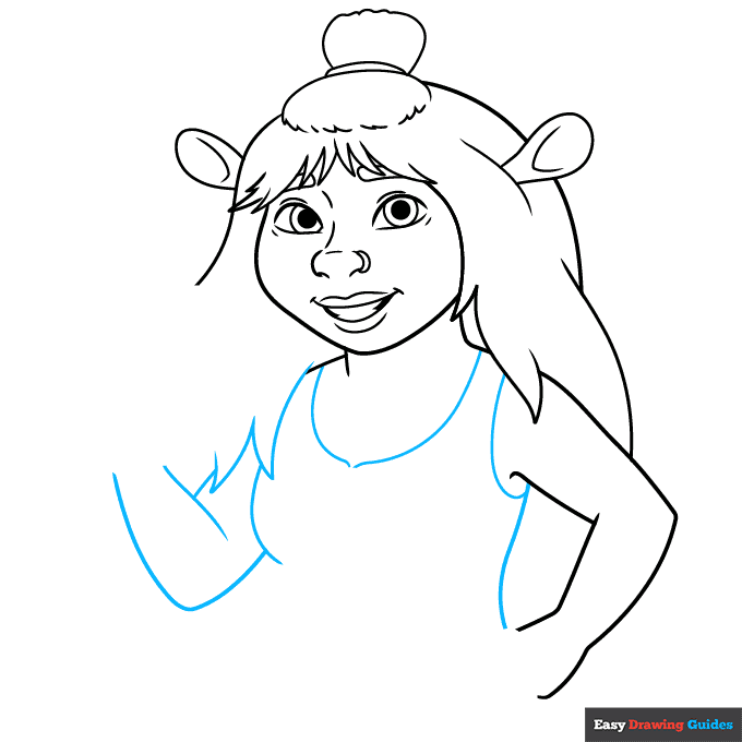 Felicia from Shrek step-by-step drawing tutorial: step 5
