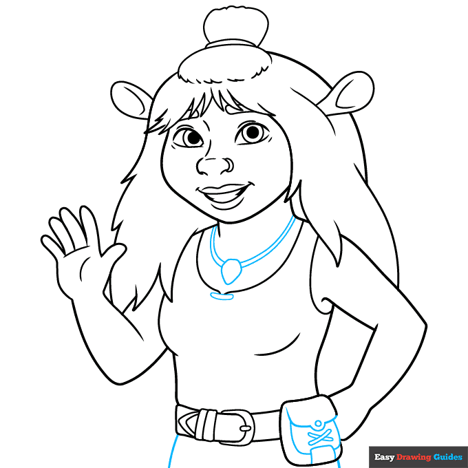 Felicia from Shrek step-by-step drawing tutorial: step 8