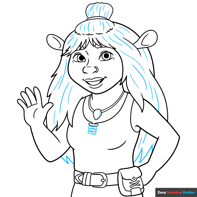 Felicia from Shrek step-by-step drawing tutorial: step 9