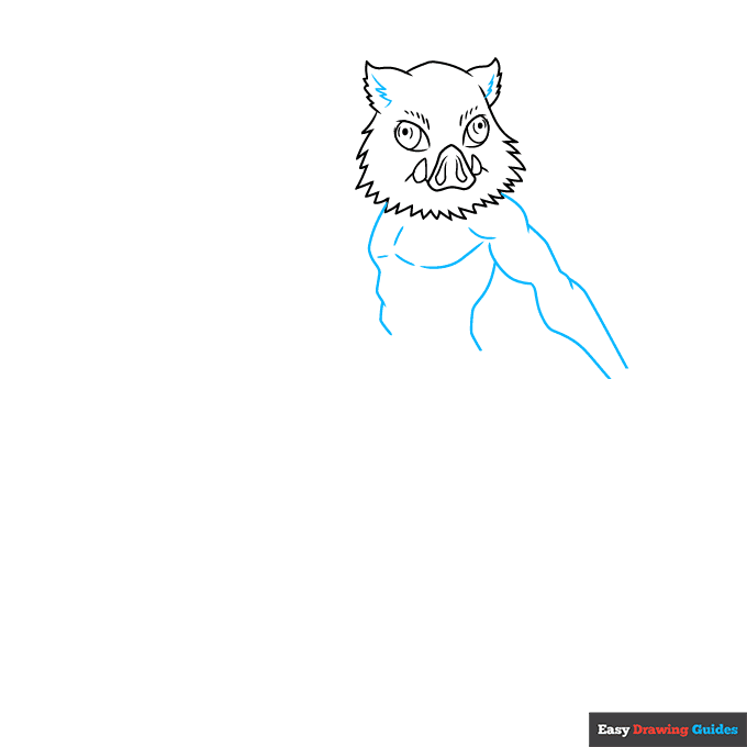 Inosuke Hashibira from Demon Slayer step-by-step drawing tutorial: step 3