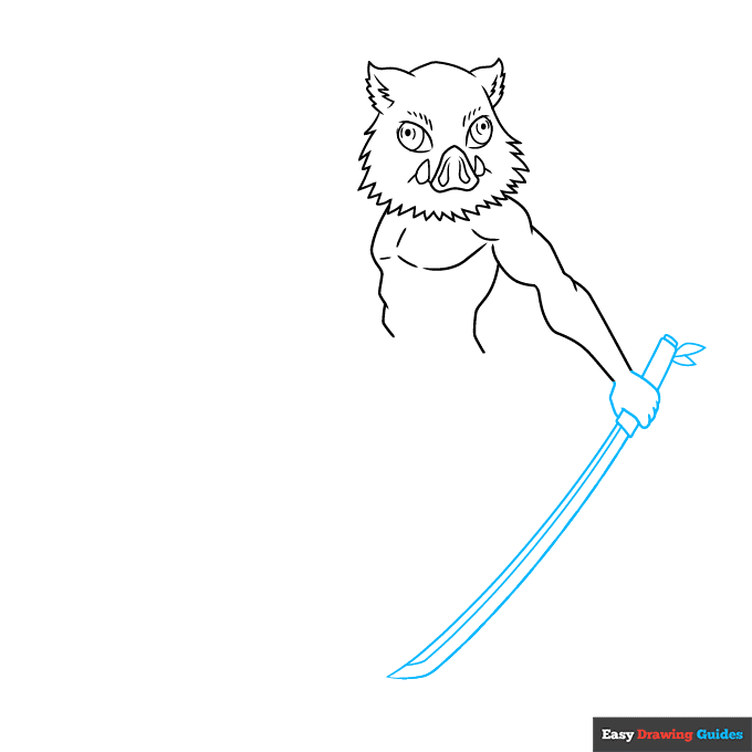 Inosuke Hashibira from Demon Slayer step-by-step drawing tutorial: step 4