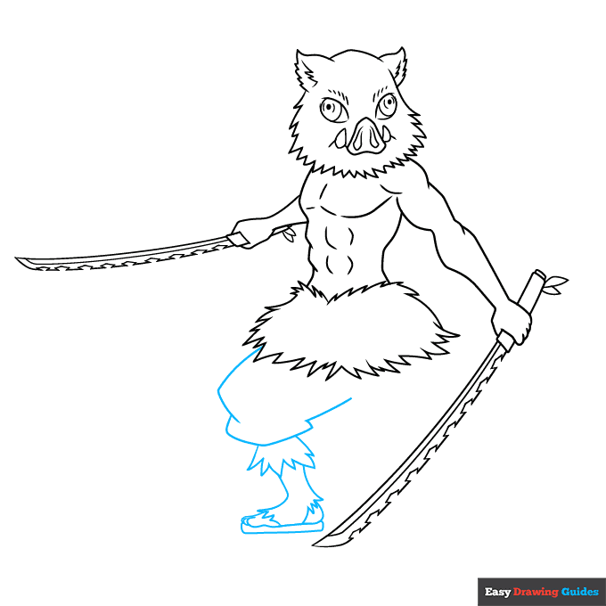Inosuke Hashibira from Demon Slayer step-by-step drawing tutorial: step 7