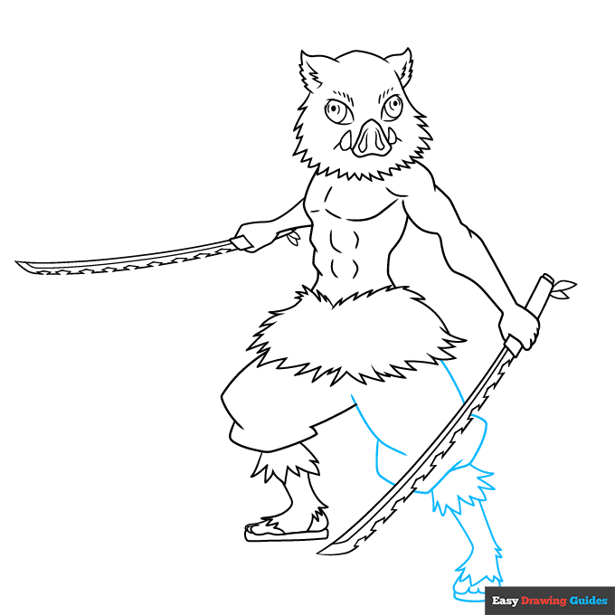 Inosuke Hashibira from Demon Slayer step-by-step drawing tutorial: step 8