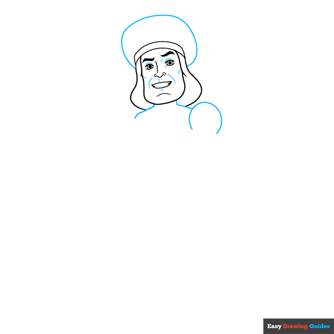 Lord Farquaad from Shrek step-by-step drawing tutorial: step 3