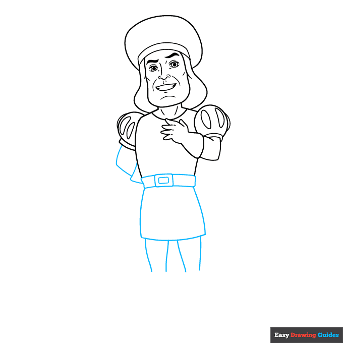 Lord Farquaad from Shrek step-by-step drawing tutorial: step 6