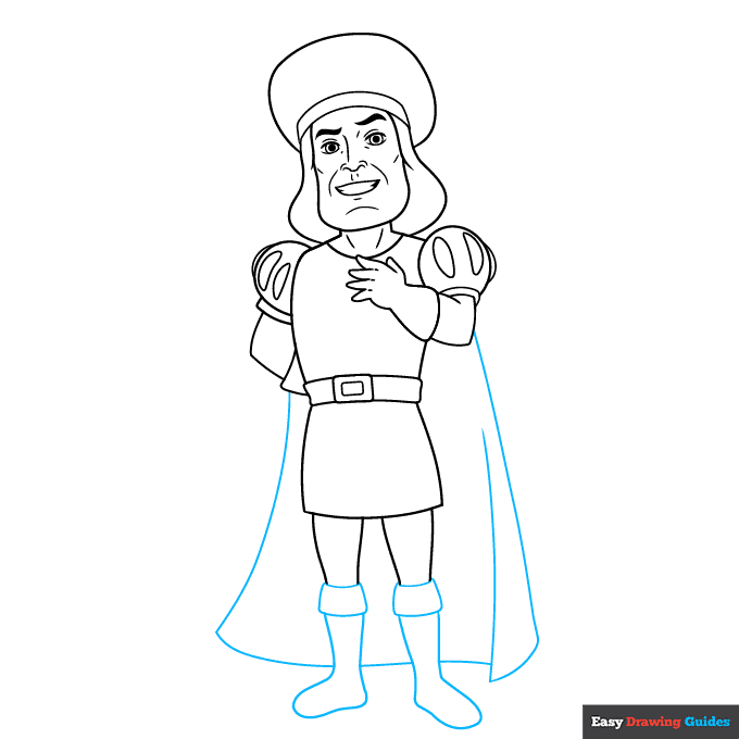 Lord Farquaad from Shrek step-by-step drawing tutorial: step 7