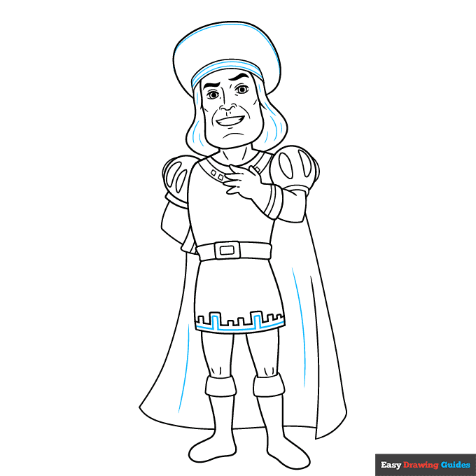 Lord Farquaad from Shrek step-by-step drawing tutorial: step 9