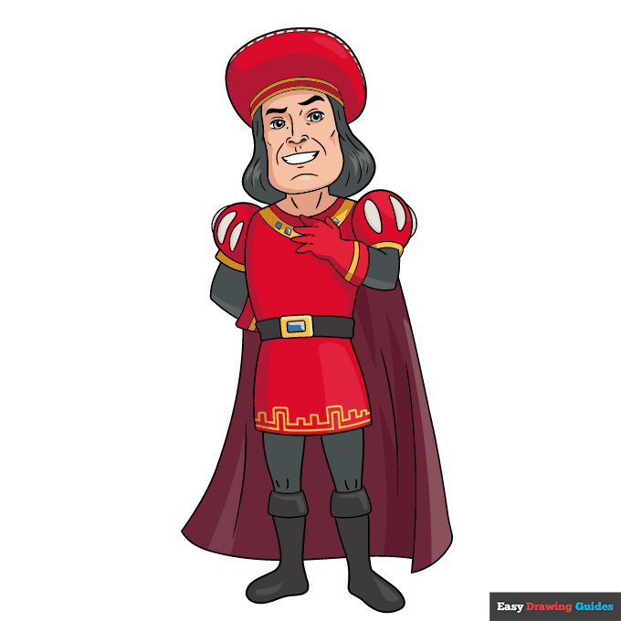 Lord Farquaad from Shrek step-by-step drawing tutorial: step 10