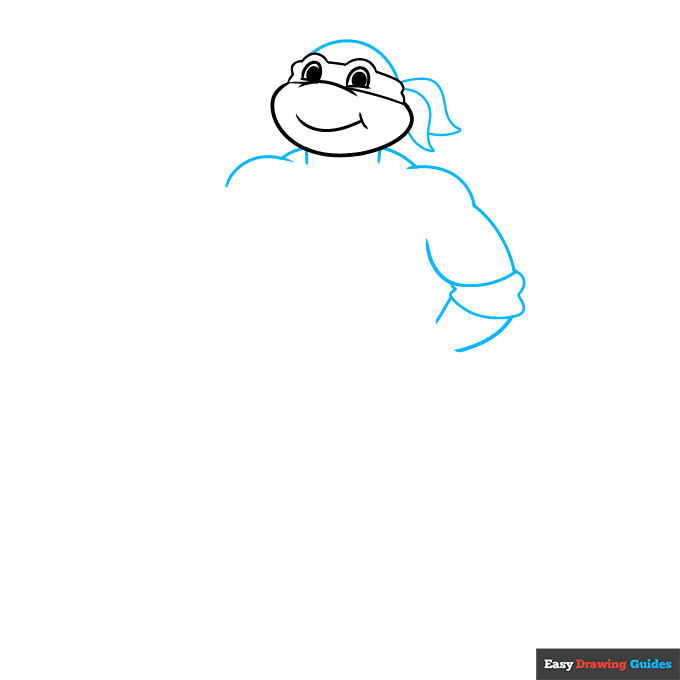 Michaelangelo Ninja Turtle step-by-step drawing tutorial: step 2