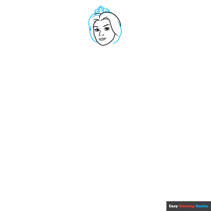 Princess Fiona from Shrek as Human step-by-step drawing tutorial: step 3