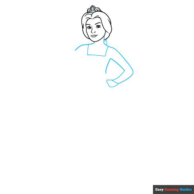 Princess Fiona from Shrek as Human step-by-step drawing tutorial: step 4