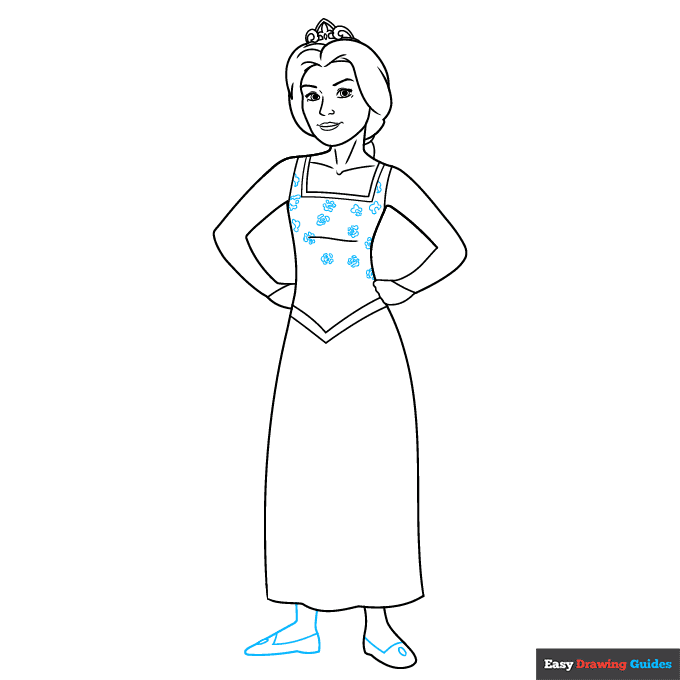 Princess Fiona from Shrek as Human step-by-step drawing tutorial: step 7