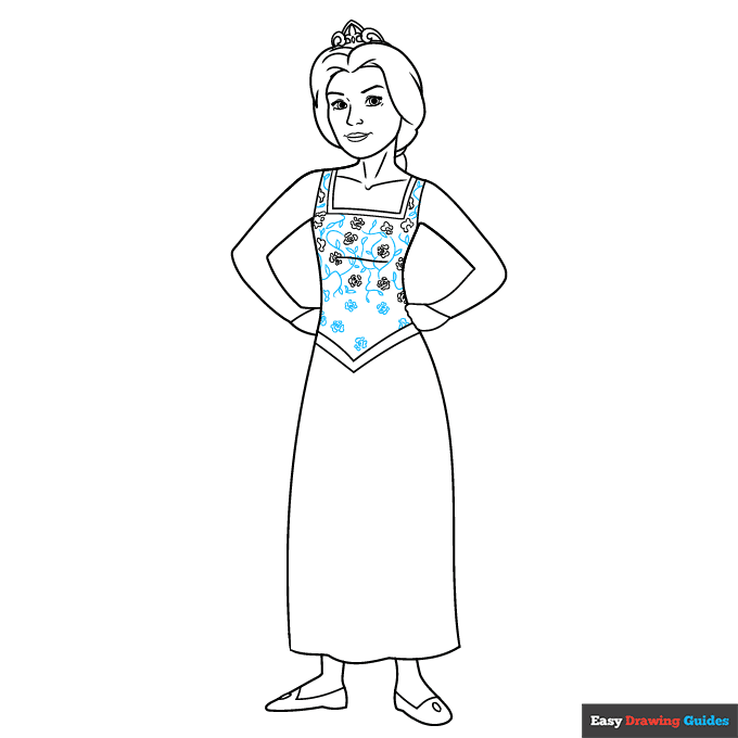 Princess Fiona from Shrek as Human step-by-step drawing tutorial: step 8