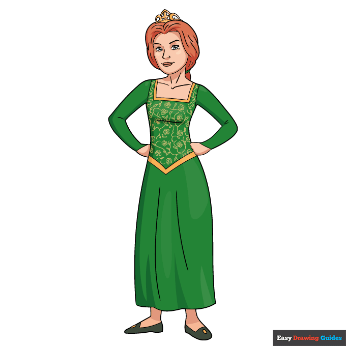 Princess Fiona from Shrek as Human step-by-step drawing tutorial: step 10