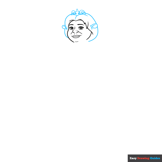 Princess Fiona from Shrek in Ogre Form step-by-step drawing tutorial: step 3