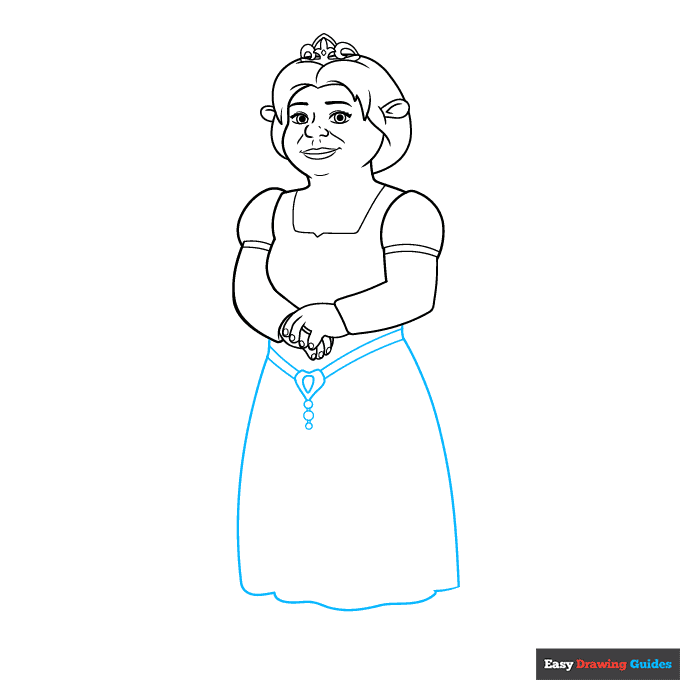 Princess Fiona from Shrek in Ogre Form step-by-step drawing tutorial: step 6