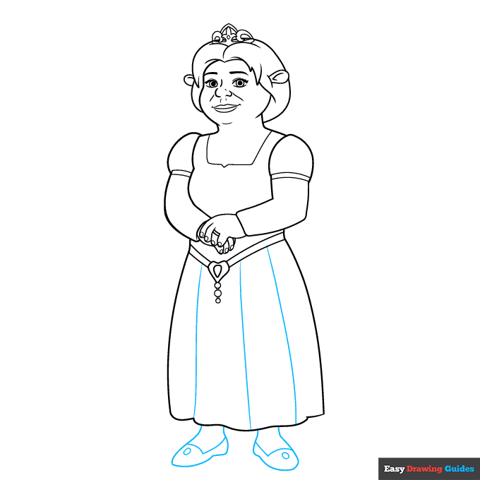 Princess Fiona from Shrek in Ogre Form step-by-step drawing tutorial: step 7